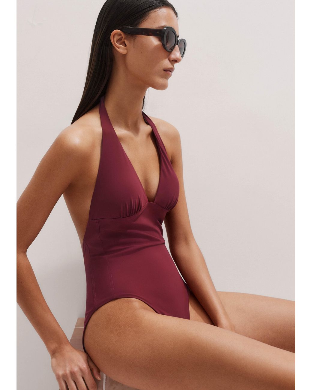 ME+EM Red Adjustable Halterneck Swimsuit