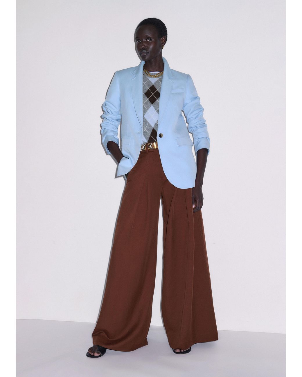 ME+EM Blue Sharp Shoulder Jacket