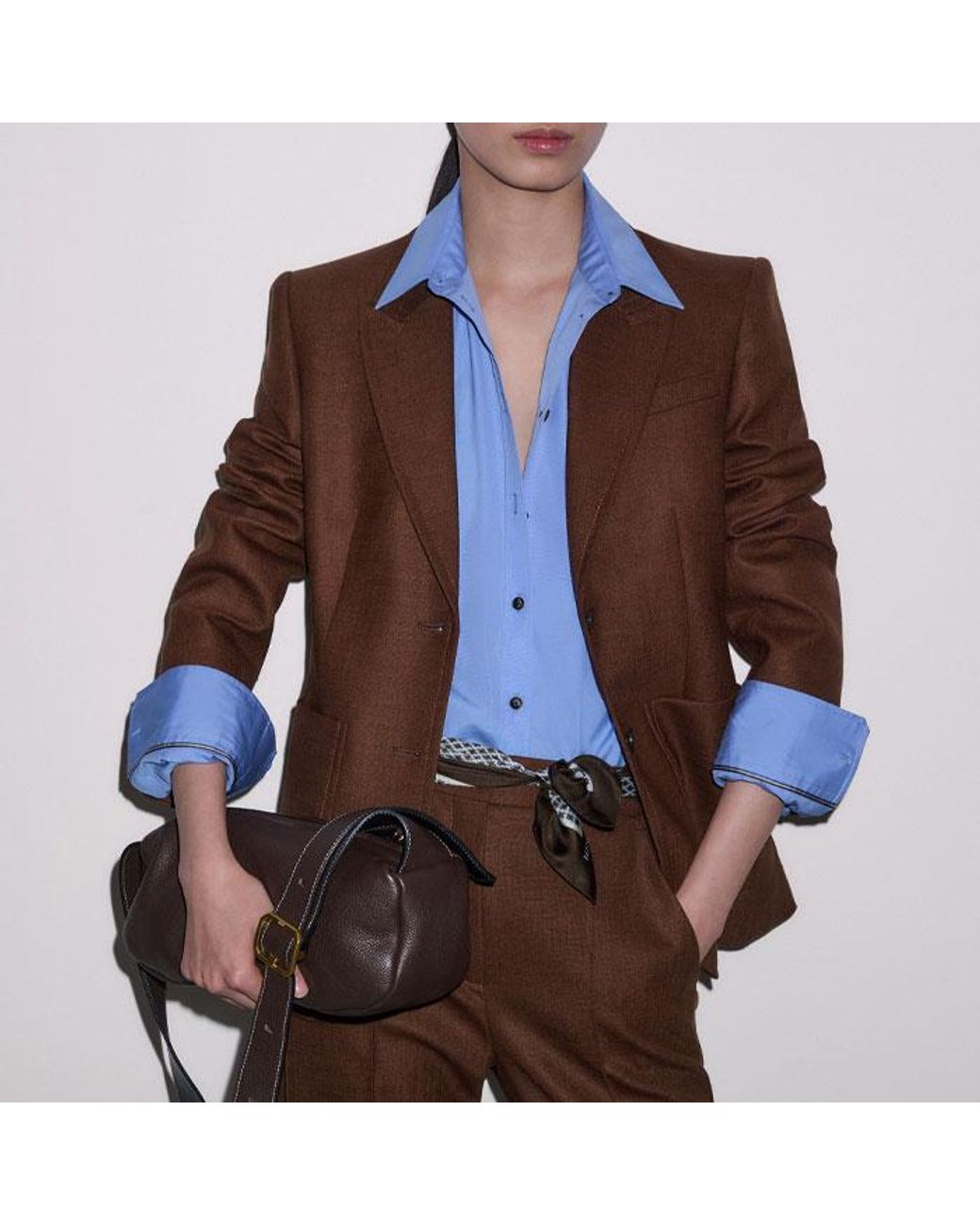 ME+EM Brown Straight Crop Trouser