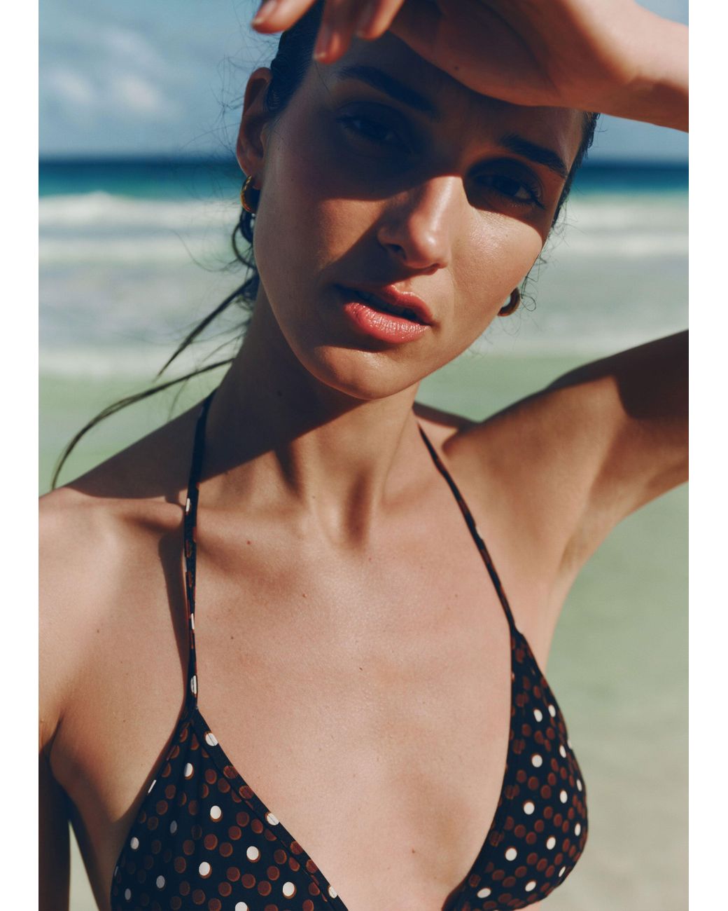 ME+EM Blue Printed Adjustable Triangle Bikini Top