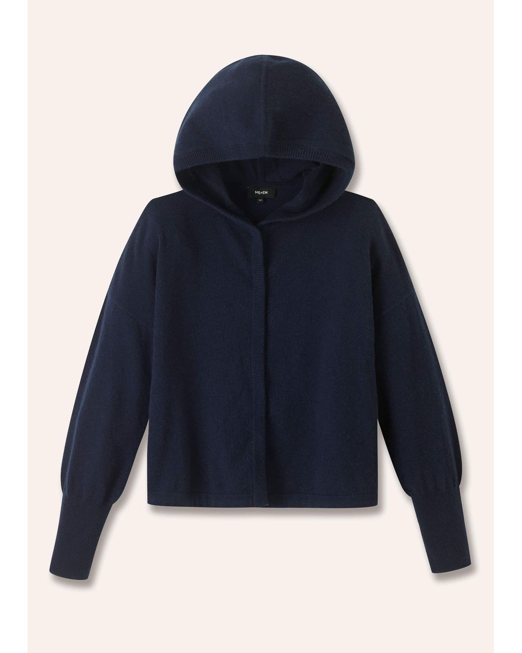 ME+EM Blue Cashmere Drop Shoulder Box Crop Hoody