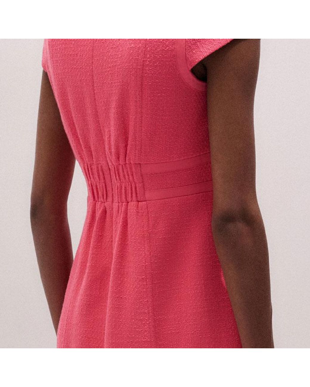 ME+EM Pink Contrast Binding Fit And Flare Midi Dress