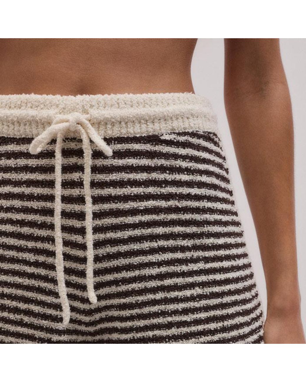 ME+EM Multicolor Textured Micro Stripe Knit Shorts Cocoa-Cream