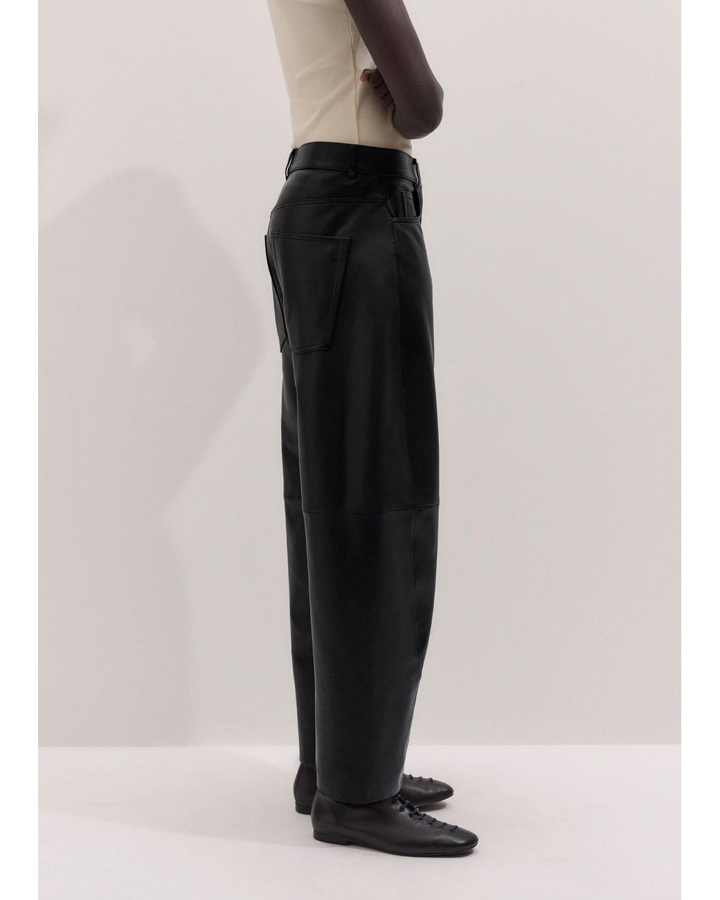 ME+EM Black Luxe Barrel Pant