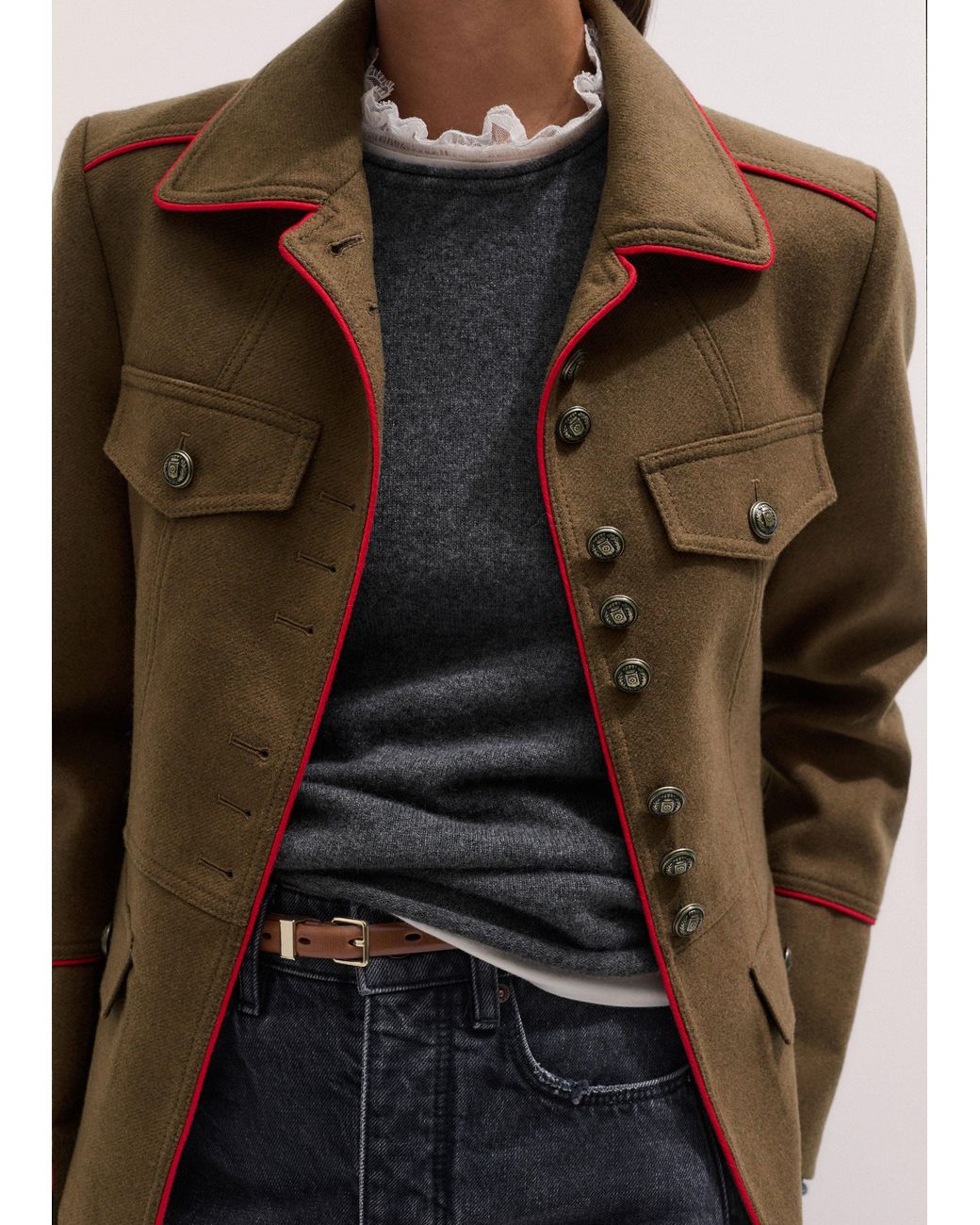 ME+EM Natural Slim Fit Piped Utility Jacket