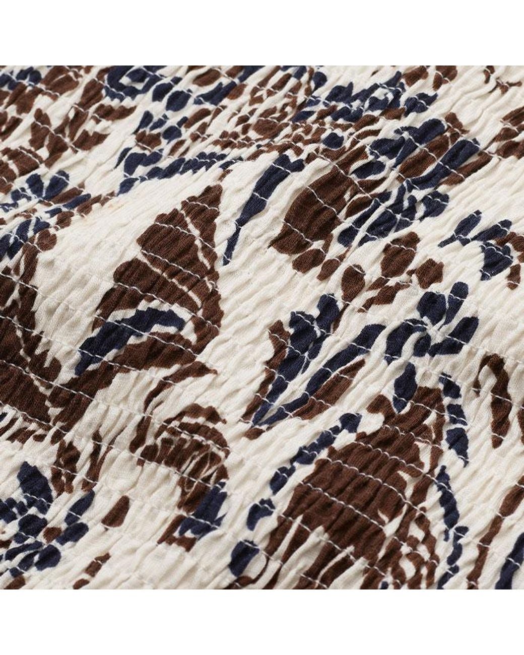 ME+EM Blue Silhouette Print Smock Top