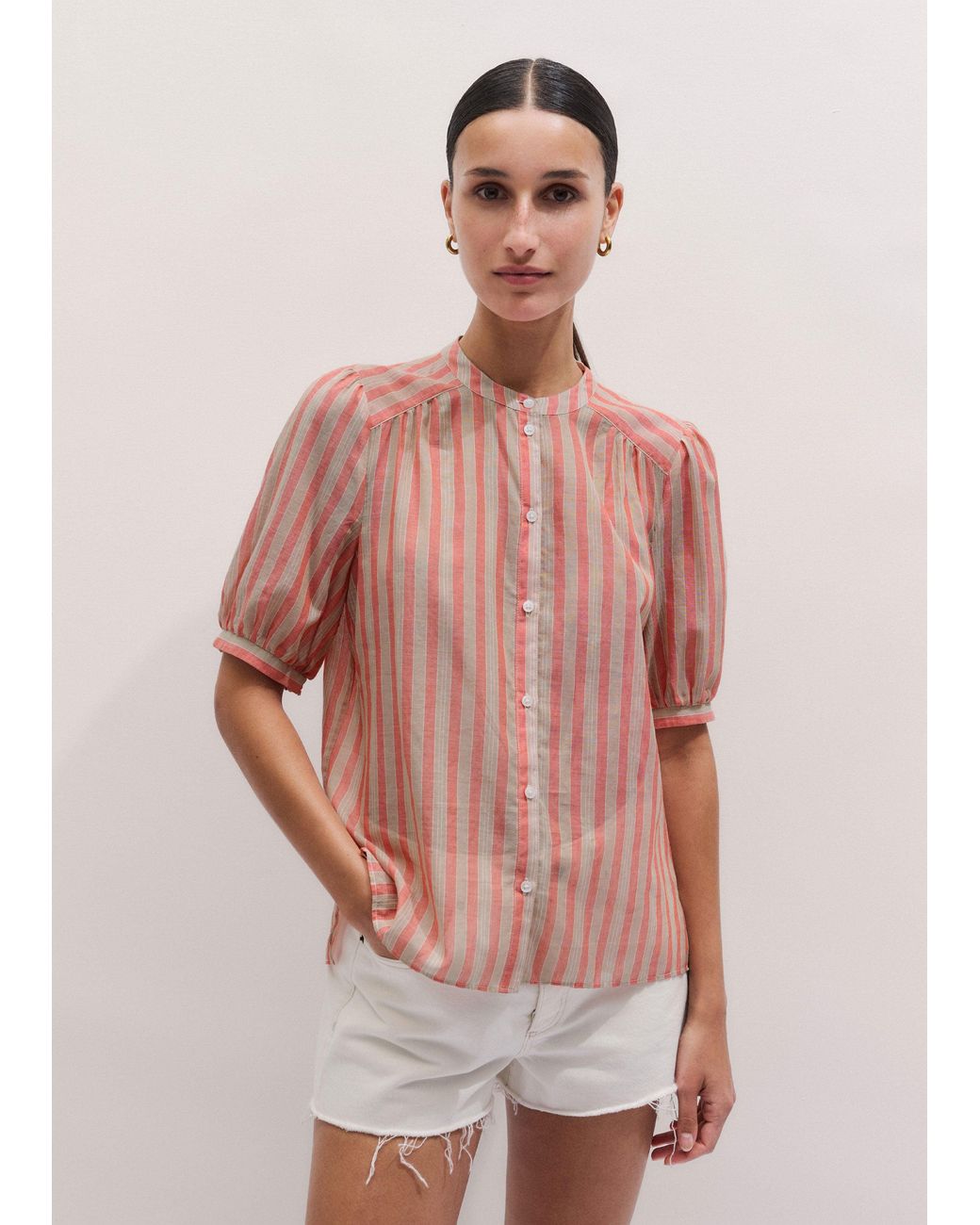 ME+EM Pink Stripe Blouse + Tie