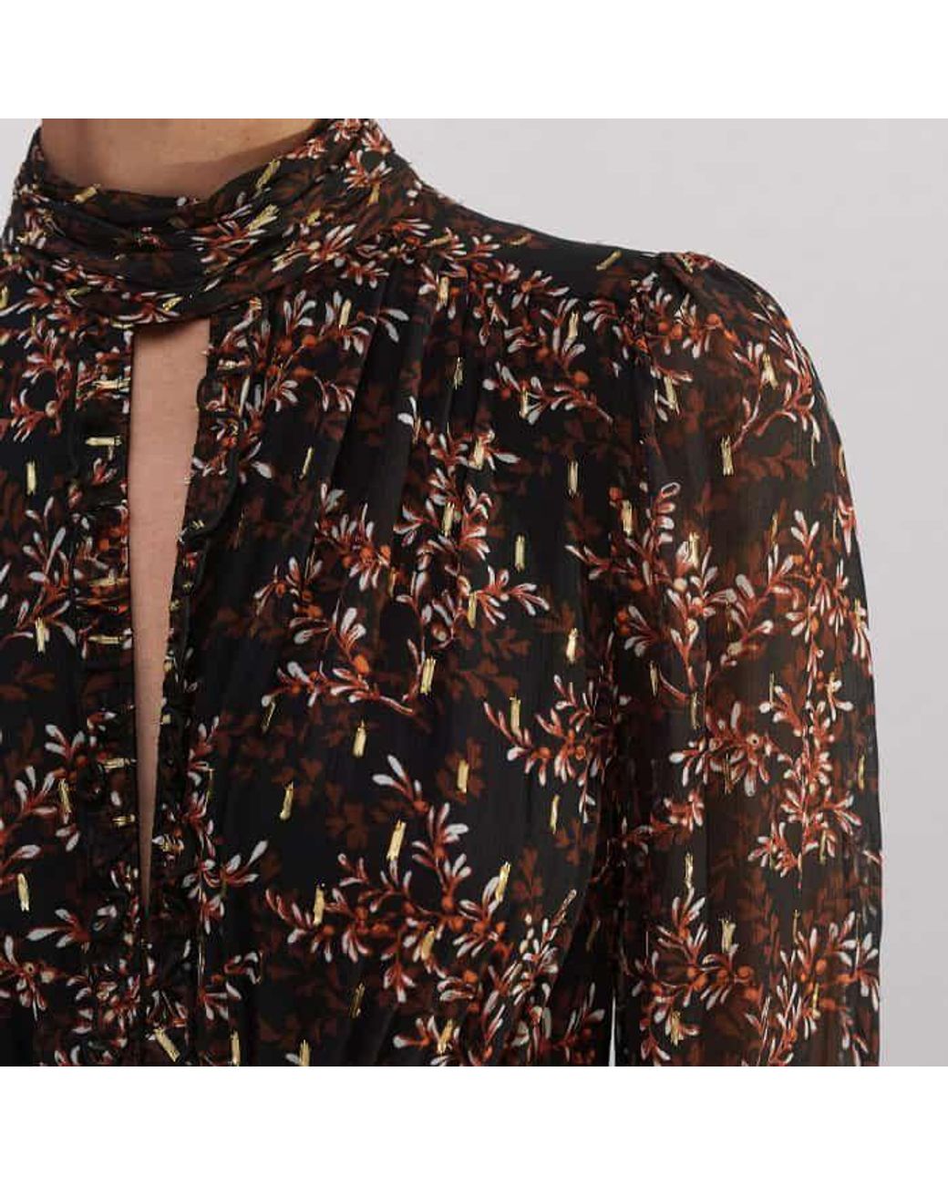 ME+EM Multicolor Shadow Berry Print Metallic Maxi Dress//Multi