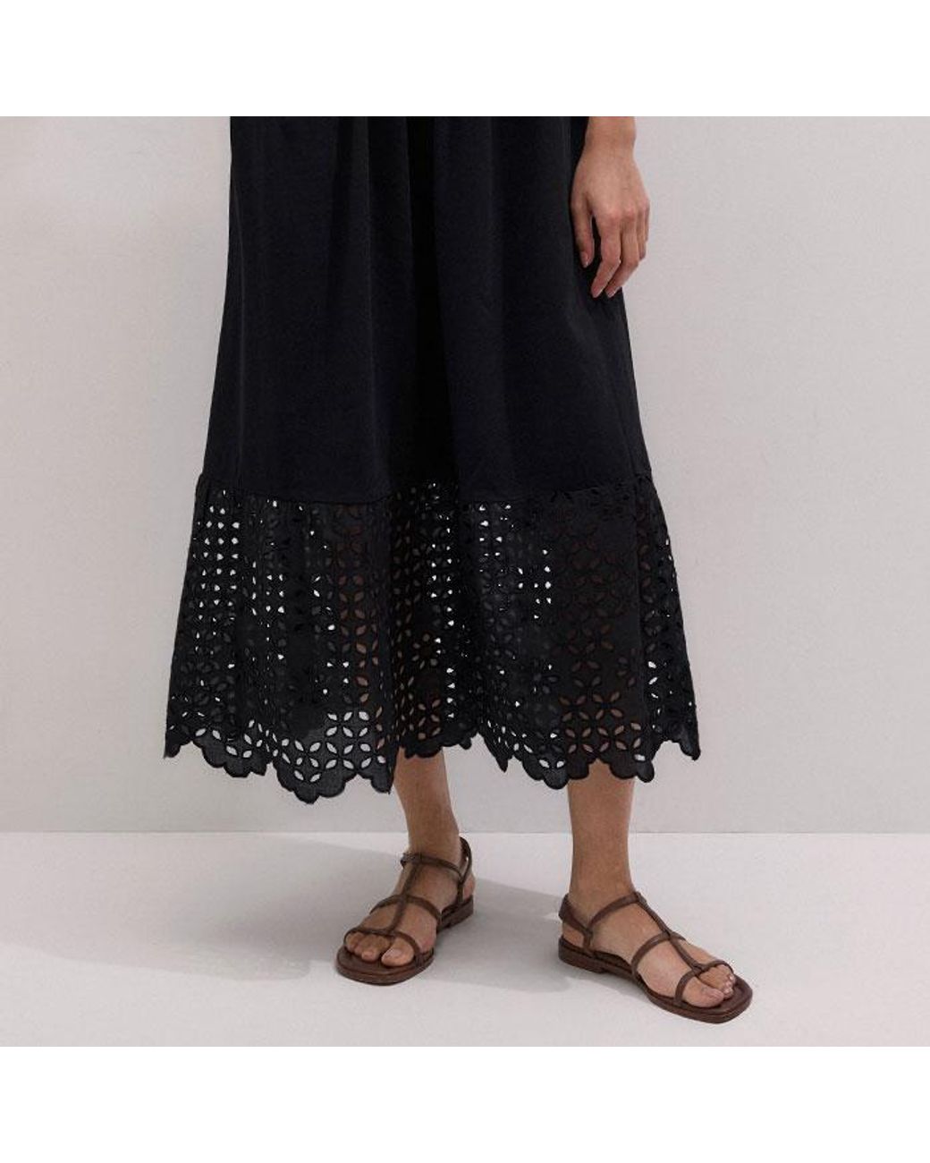 ME+EM Black Broderie Anglaise Maxi Dress + Top