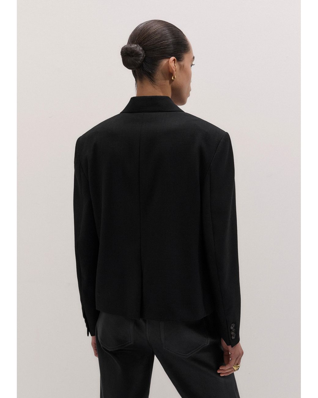 ME+EM Black Cropped Intelligently Oversized Jacket