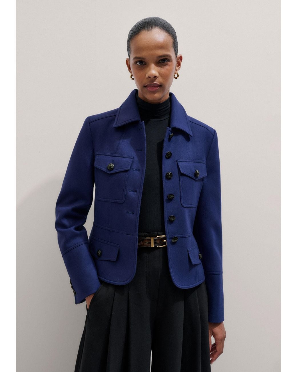 ME+EM Fitted Military Jacket in Blue | Lyst