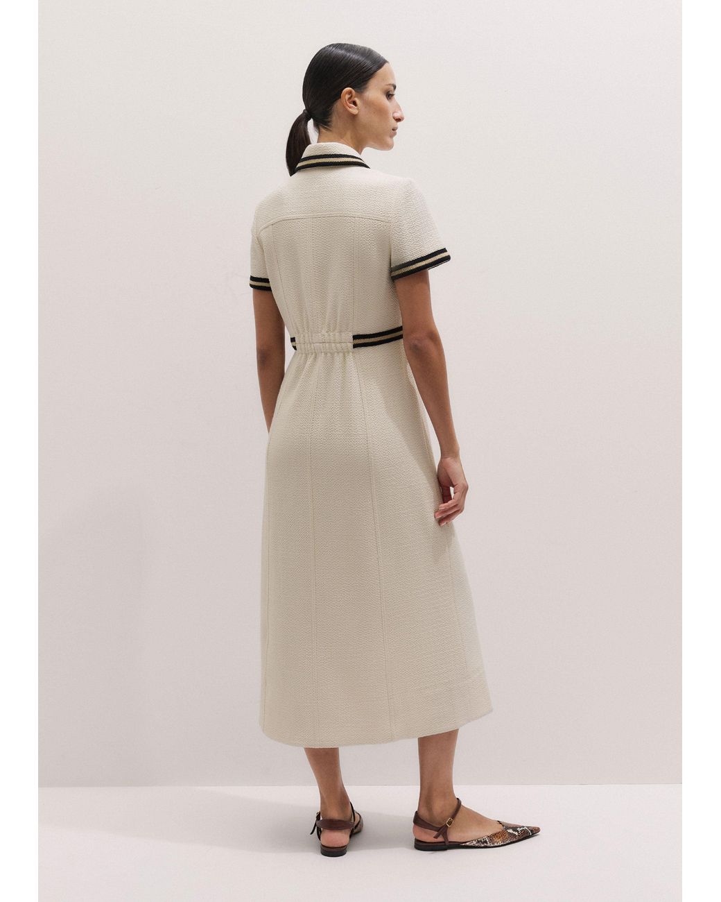 ME+EM Natural Fit And Flare Textured Midi Dress