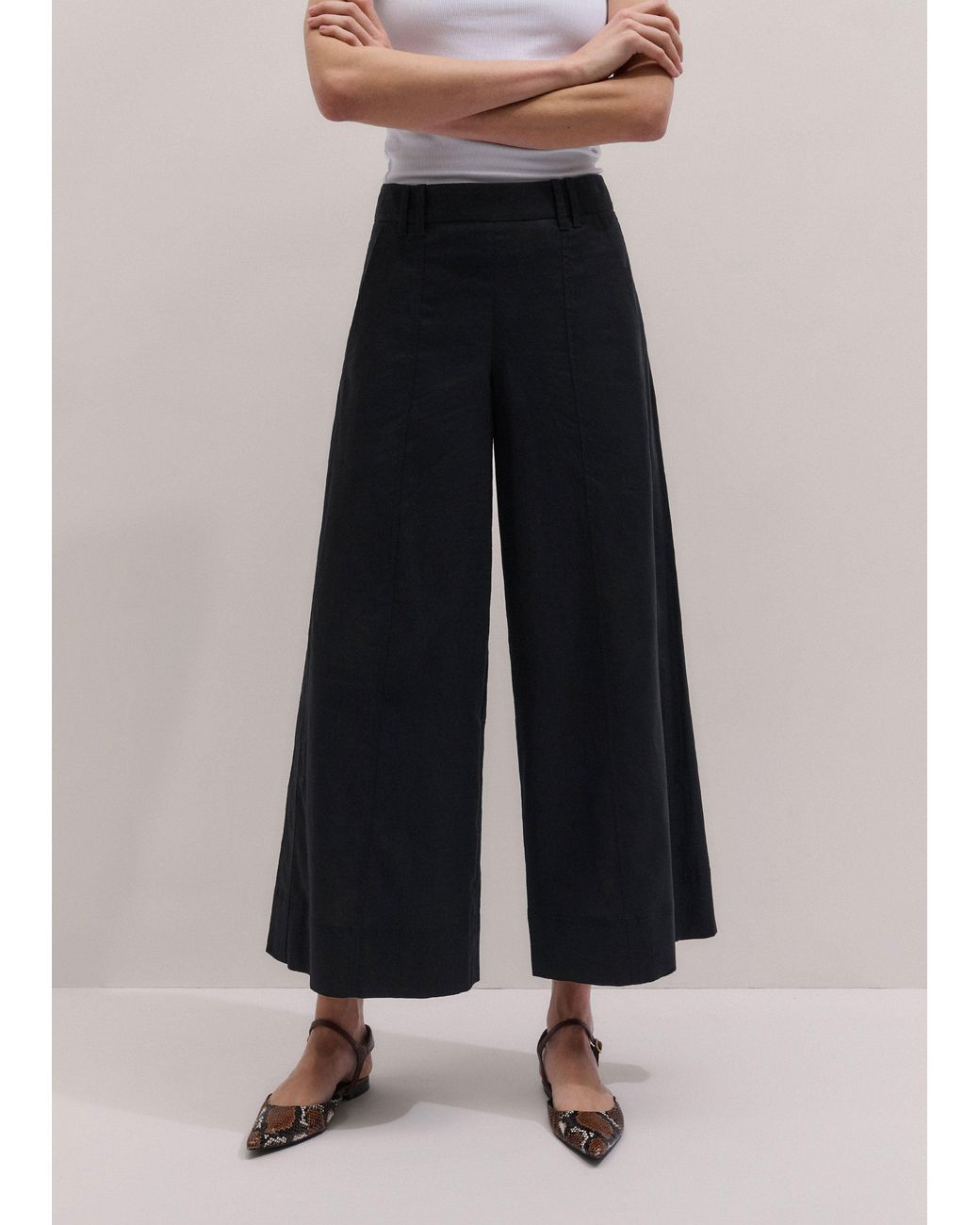 ME+EM Blue Crop Wide-Leg Pant