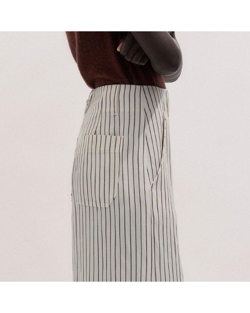 ME+EM Gray High Waist Wide-Leg Trouser Ivory-Cinnamon