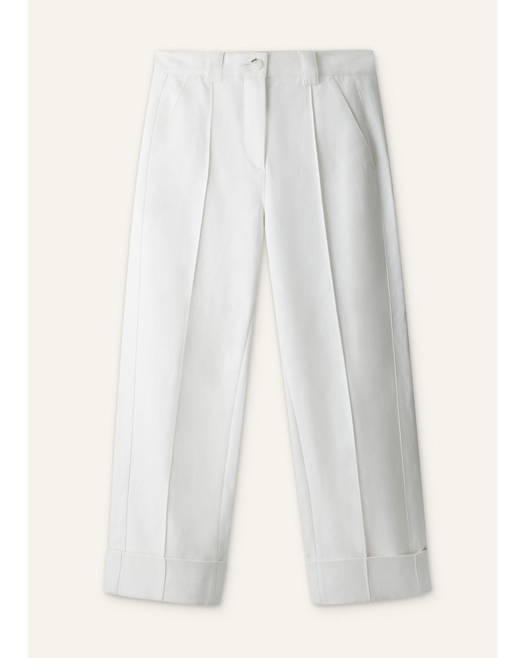 ME+EM Natural Straight Crop Trouser With Turn Up