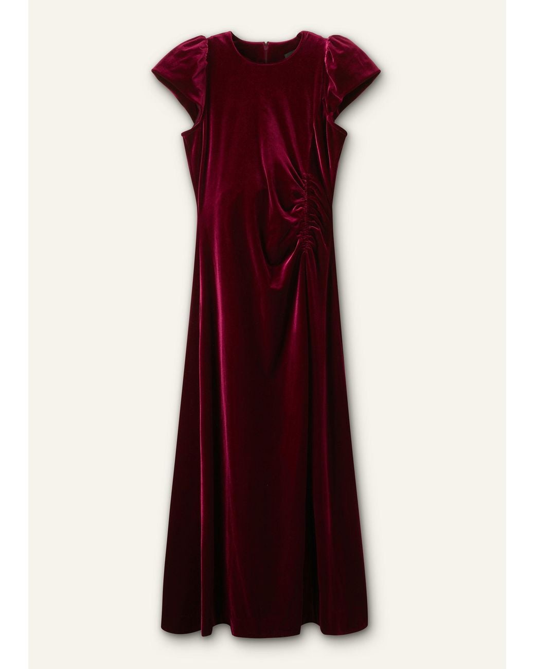 ME+EM Red Fluid Velour Draped Dress