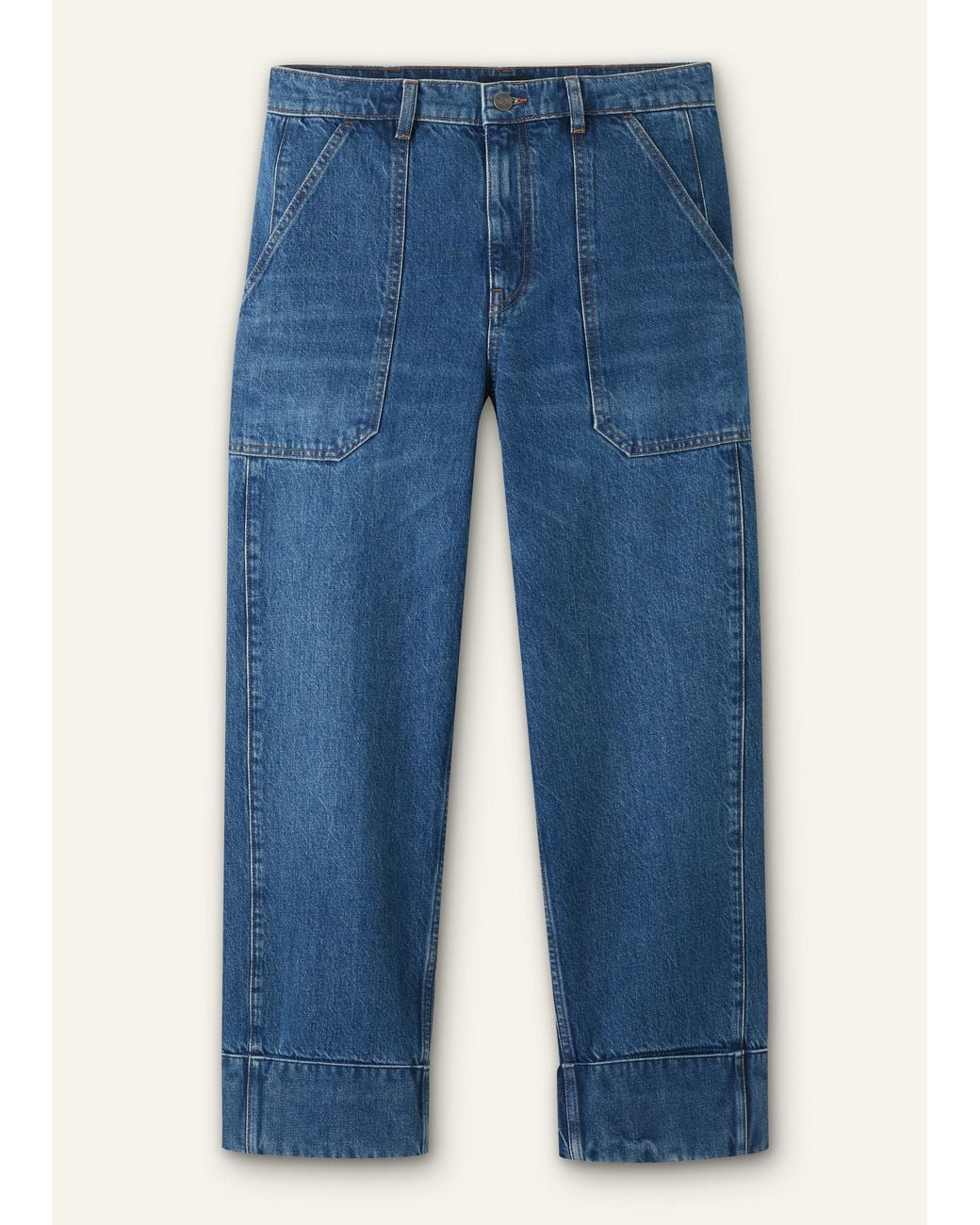 ME+EM Blue Turn-Up Straight Jean
