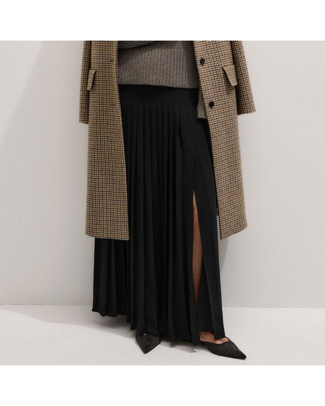 ME+EM Gray Cashmere High Neck Statement Jumper