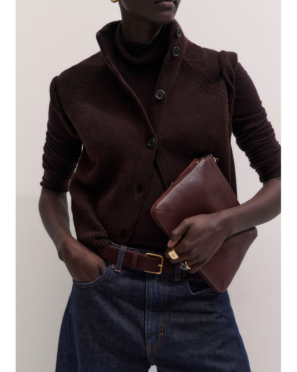 ME+EM Blue Barely There Rolled Edge Slim Layering Jumper