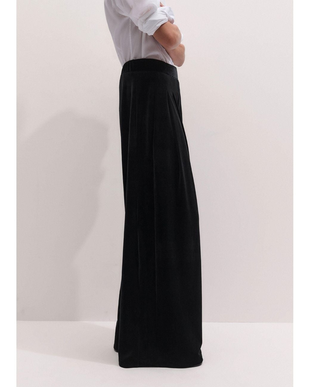 ME+EM White Fluid Velour Wide-Leg Trouser