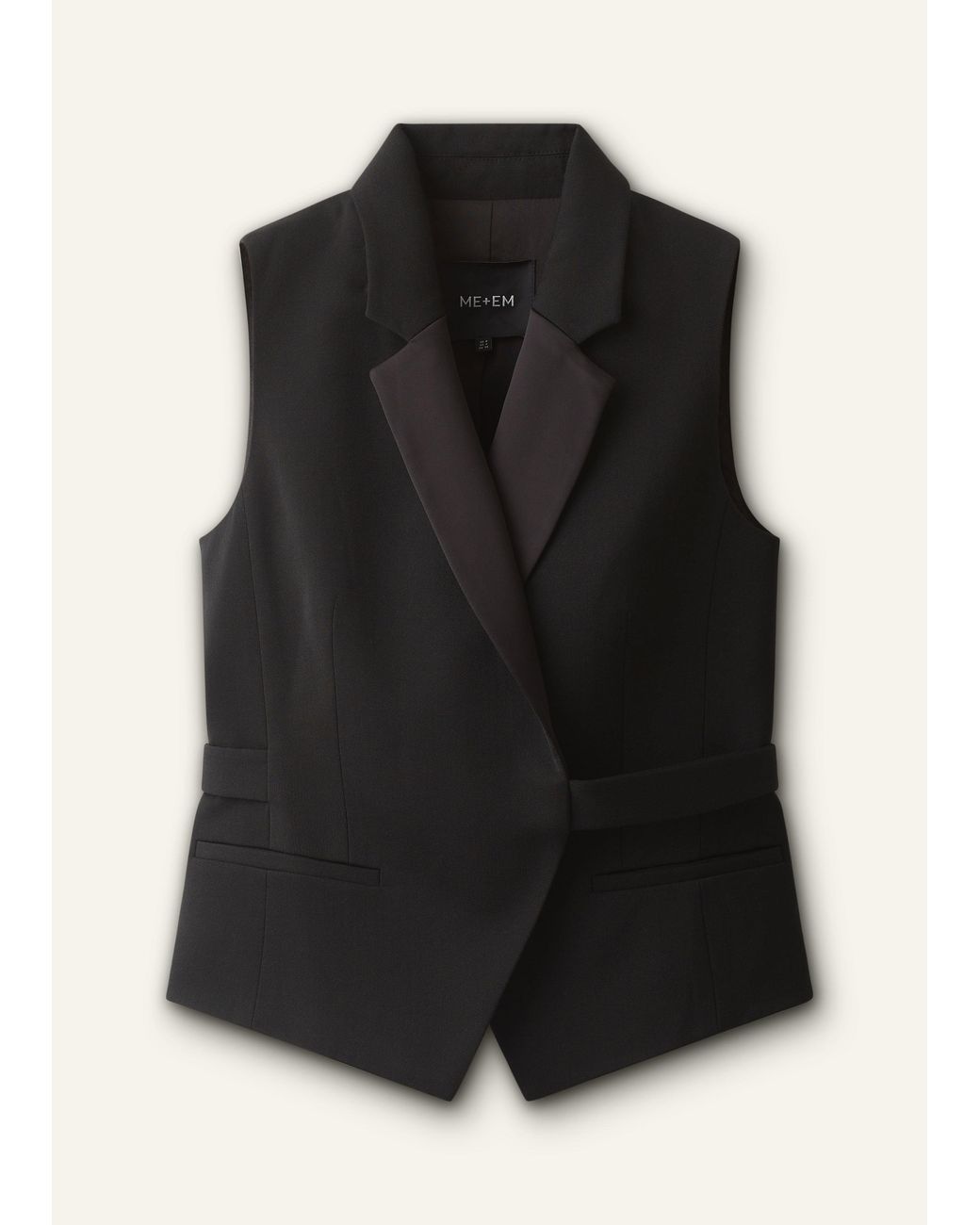 ME+EM Black Tux Wrap Waistcoat