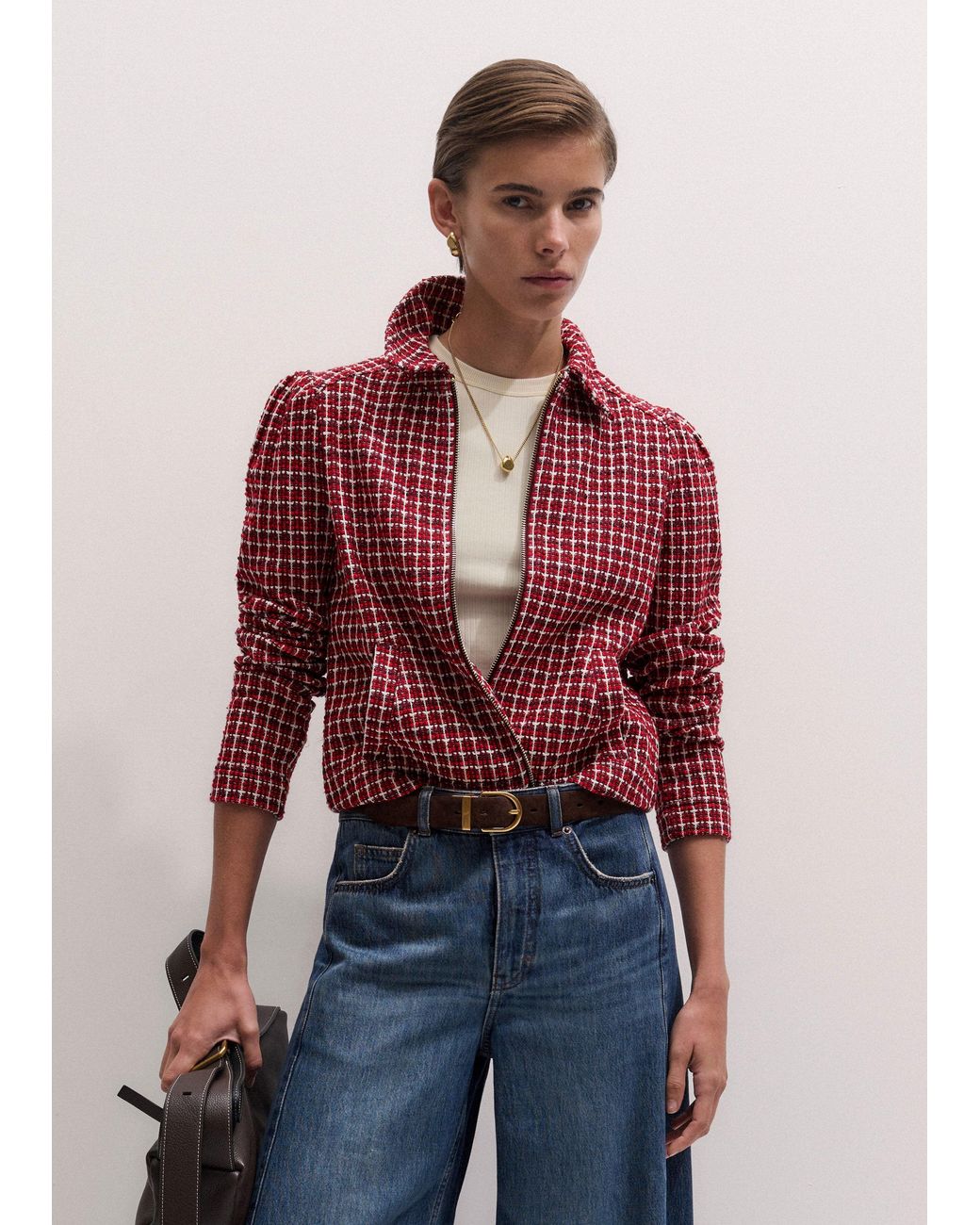 ME+EM Red Zip-Through Top