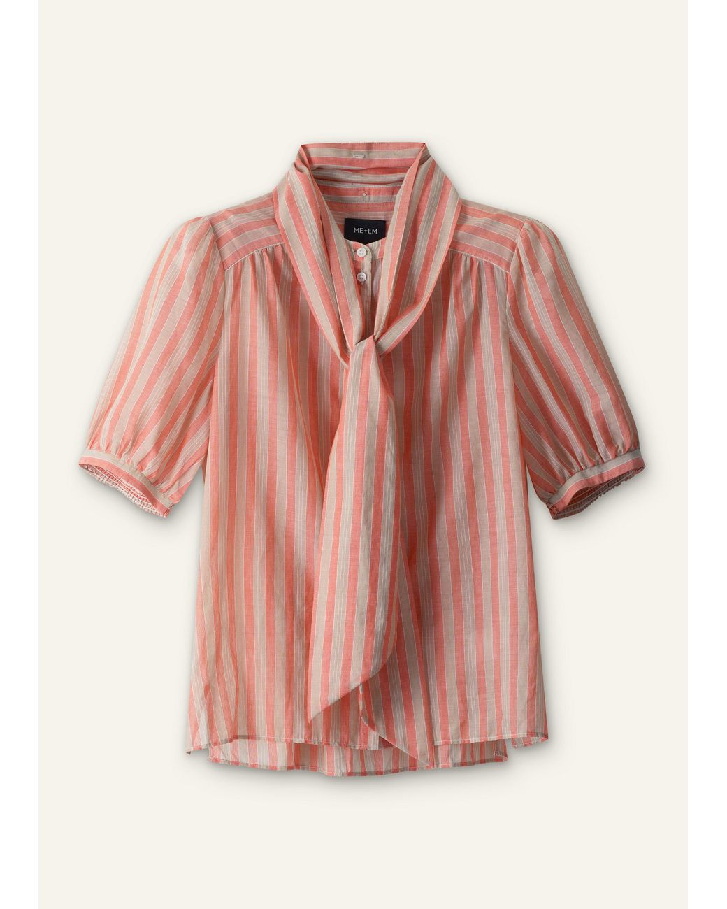 ME+EM Pink Stripe Blouse + Tie