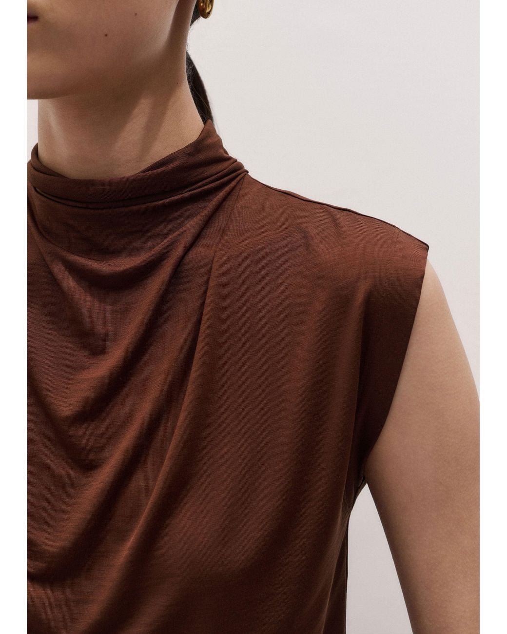 ME+EM Blue Sleeveless Drape Top