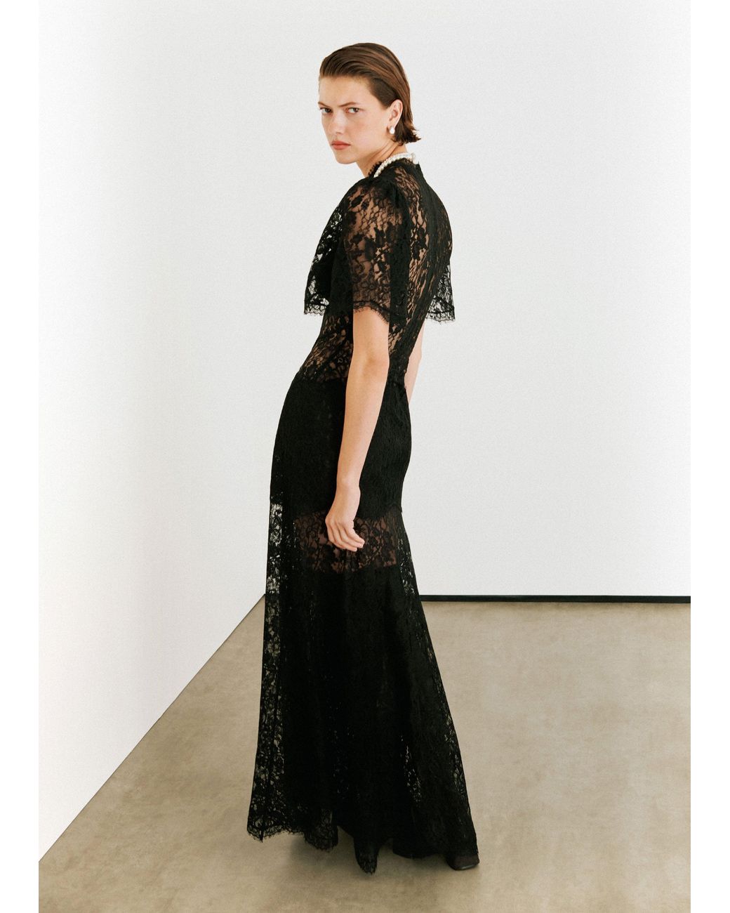 ME+EM White Fluid Lace Full Length Gown + Slip