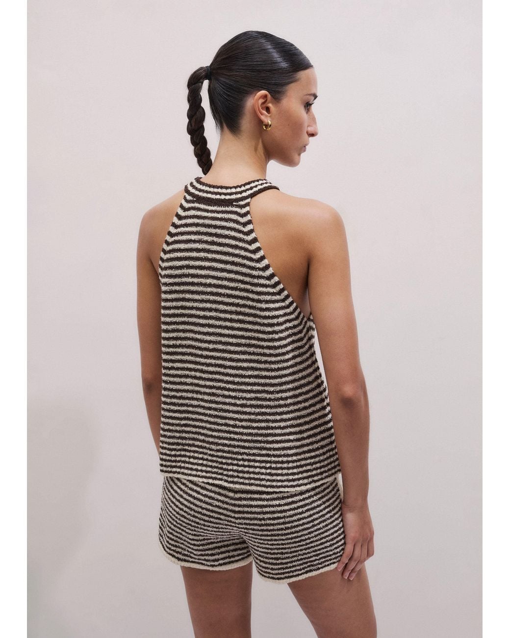 ME+EM Brown Stripe Halterneck Tank