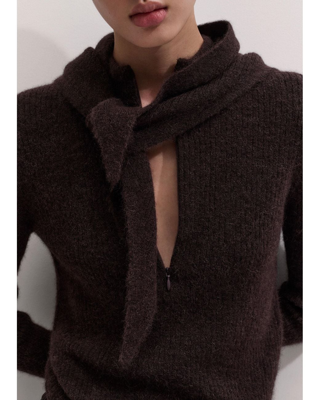 ME+EM Black Responsible Alpaca Half Zip Jumper + Scarf