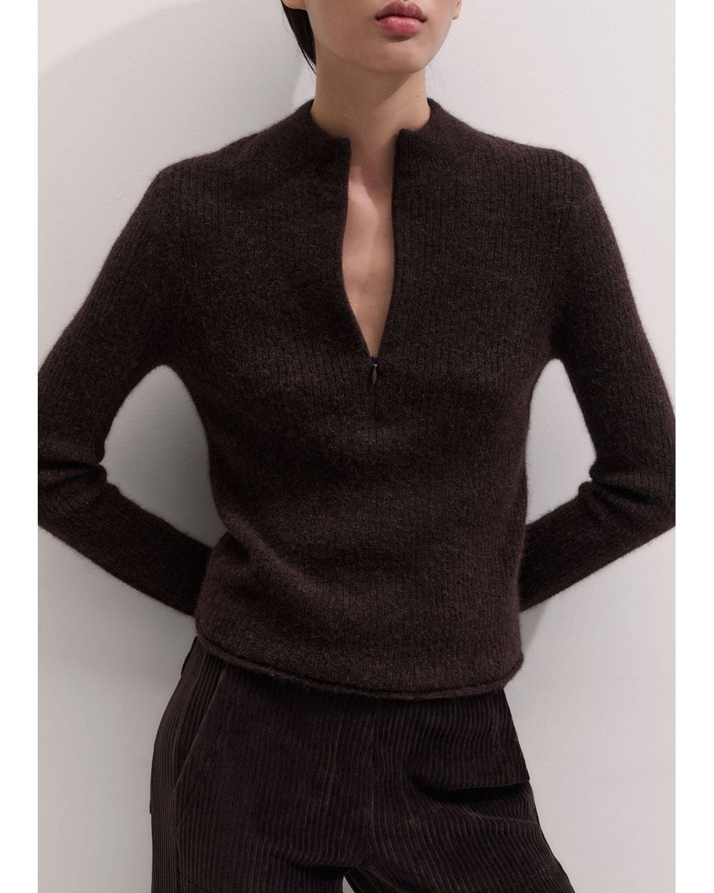ME+EM Black Responsible Alpaca Half Zip Jumper + Scarf