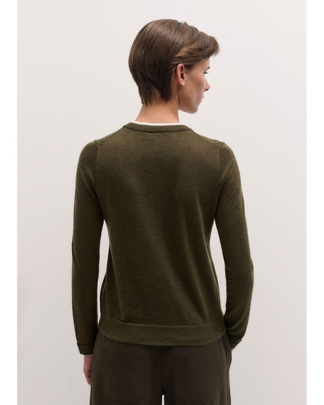 ME+EM Green Barely There Contrast Slim Cardigan Rich-Soft
