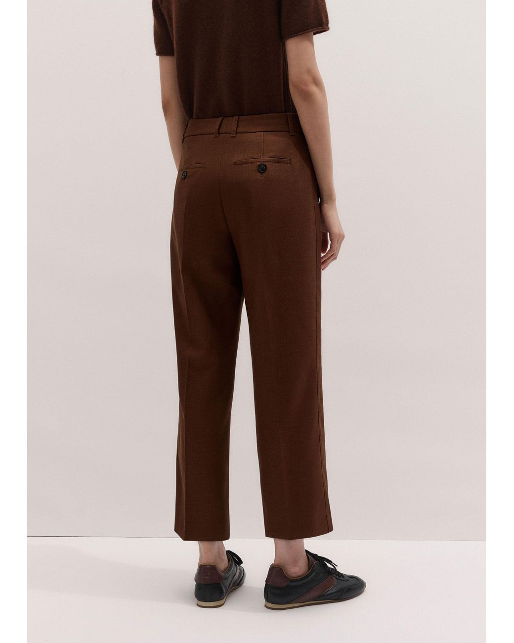 ME+EM Brown Straight Crop Trouser