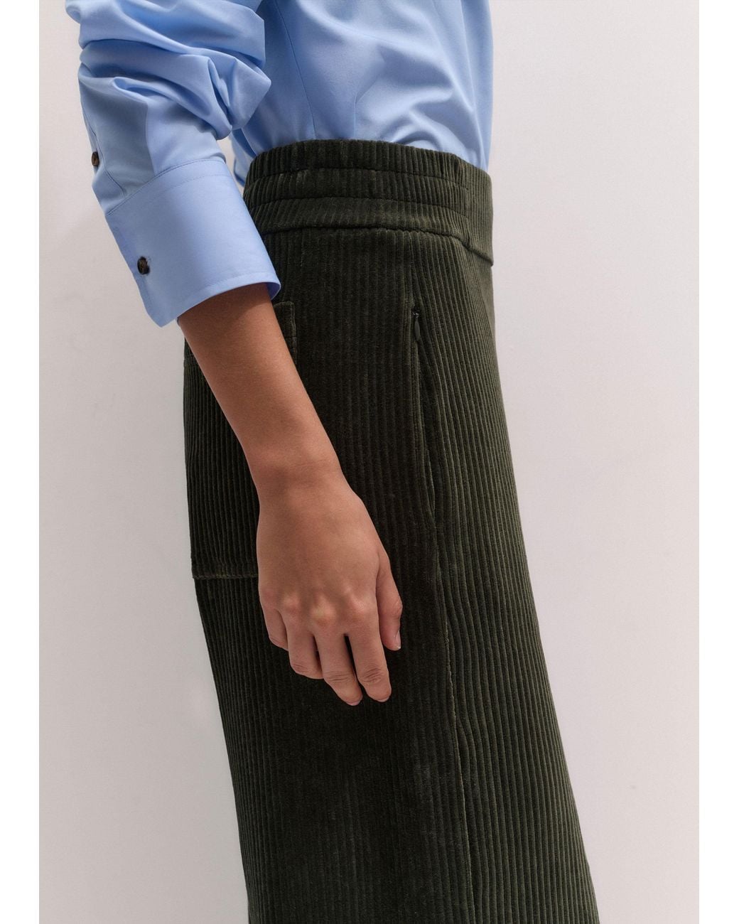 ME+EM White Jumbo Cord Velour Palazzo Pant