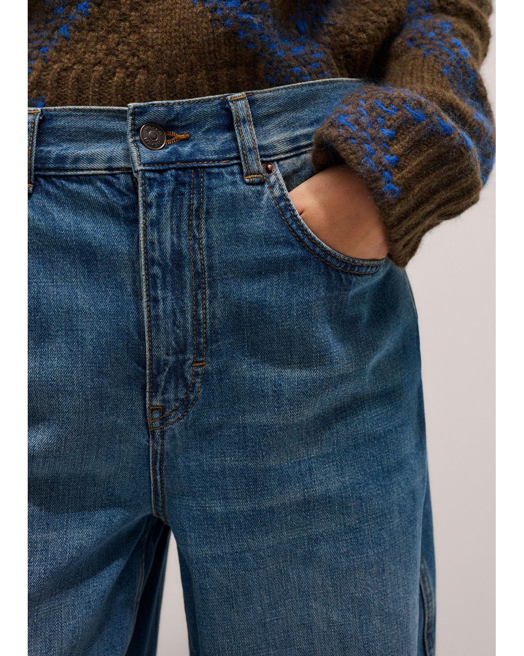 ME+EM Blue Relaxed Straight Insert Jean