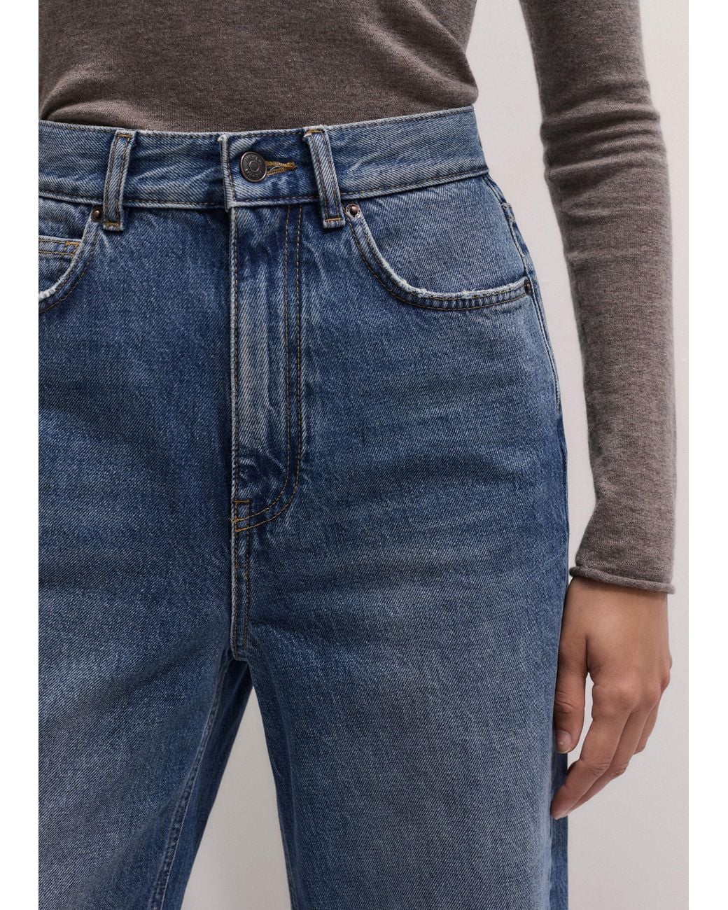 ME+EM Blue Ultra High Waist Straight Leg Jean