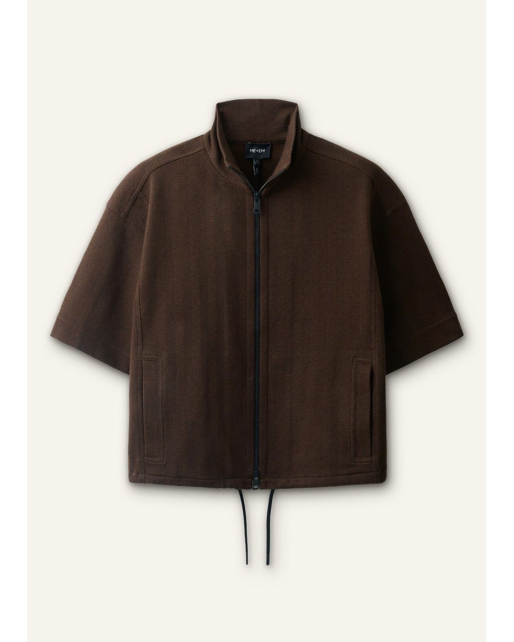 ME+EM Brown Relaxed Zip Through Top-Chocolate