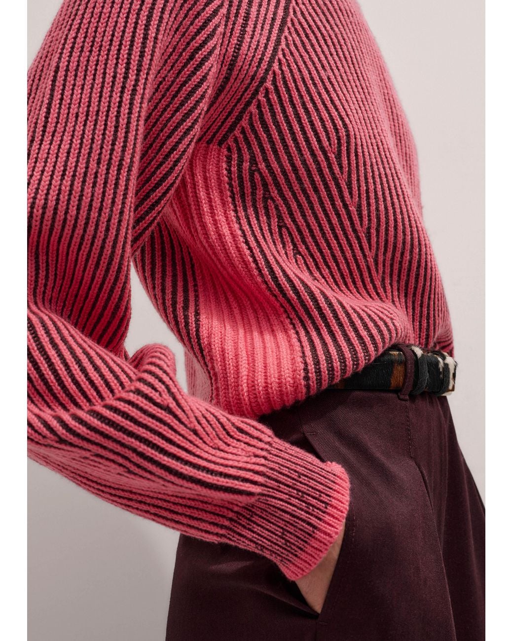 ME+EM Red Merino Fashioned Rib Jumper