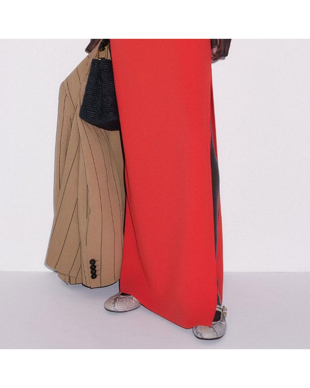 ME+EM Red Draped Neckline Straight Full Length Dress