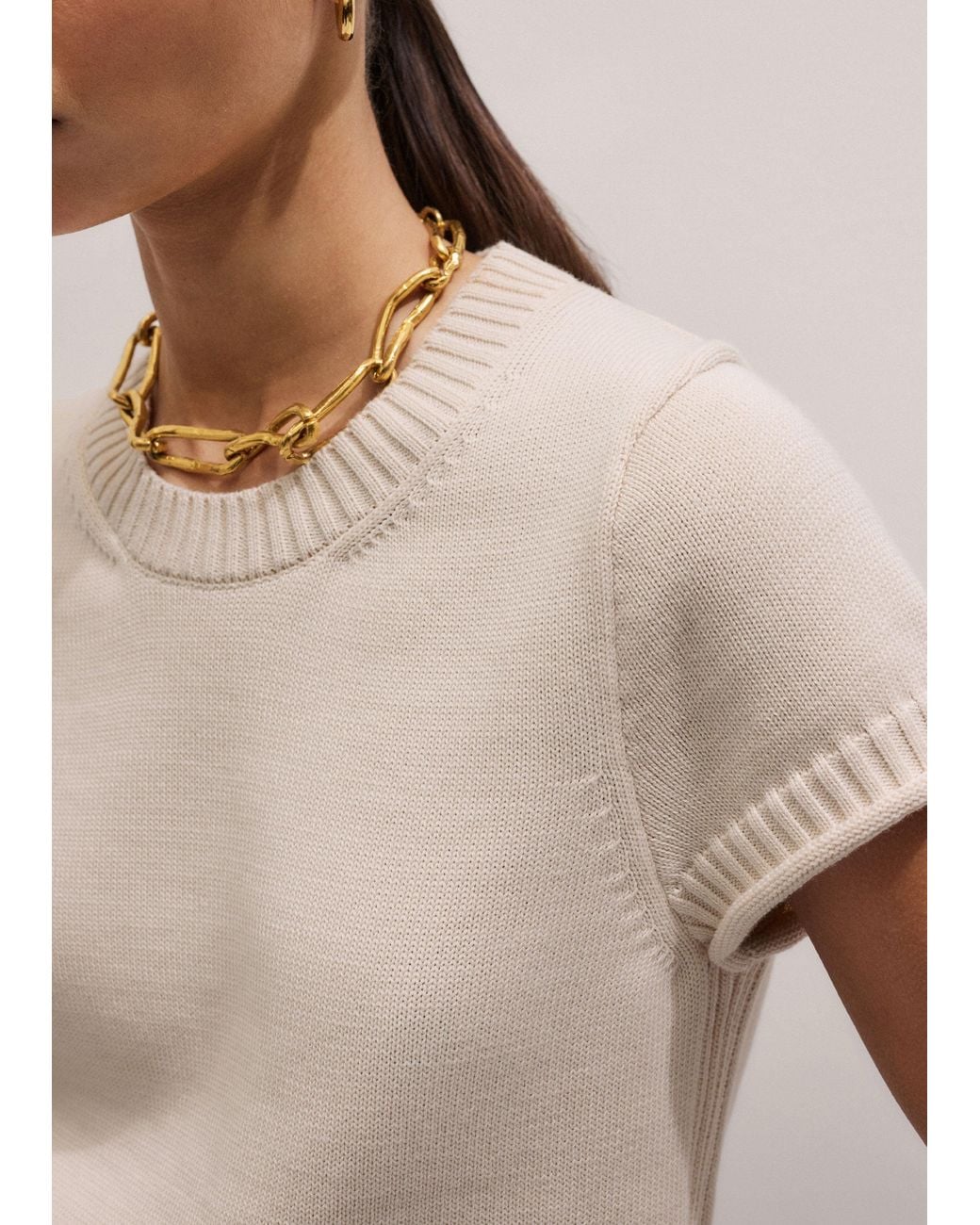 ME+EM Natural Shrunken Straight Knit Baby Tee
