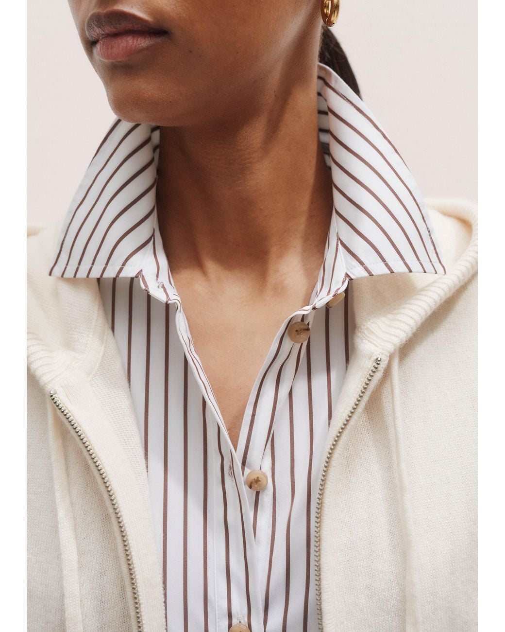 ME+EM Natural Sleeveless Zip Hoodie