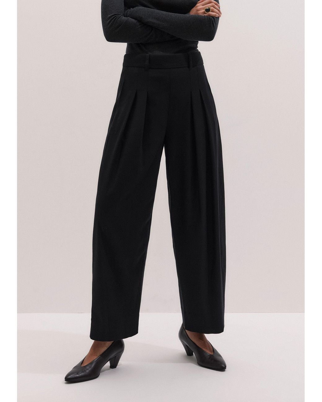 ME+EM Black Exaggerated Taper Trouser