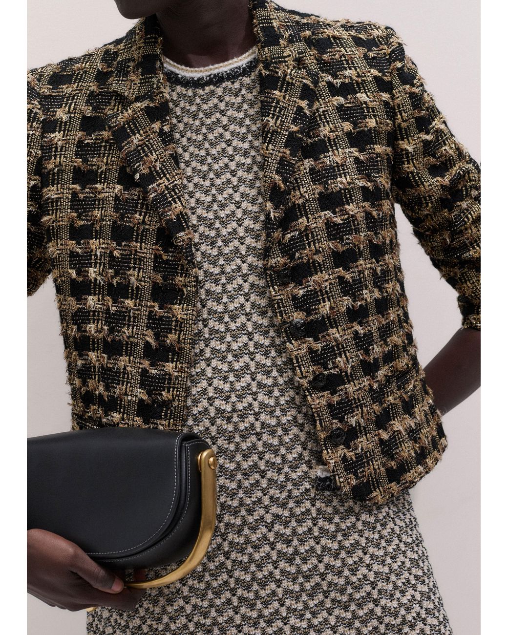 ME+EM Multicolor Metallic Tweed A-Line Knit Mini Dress