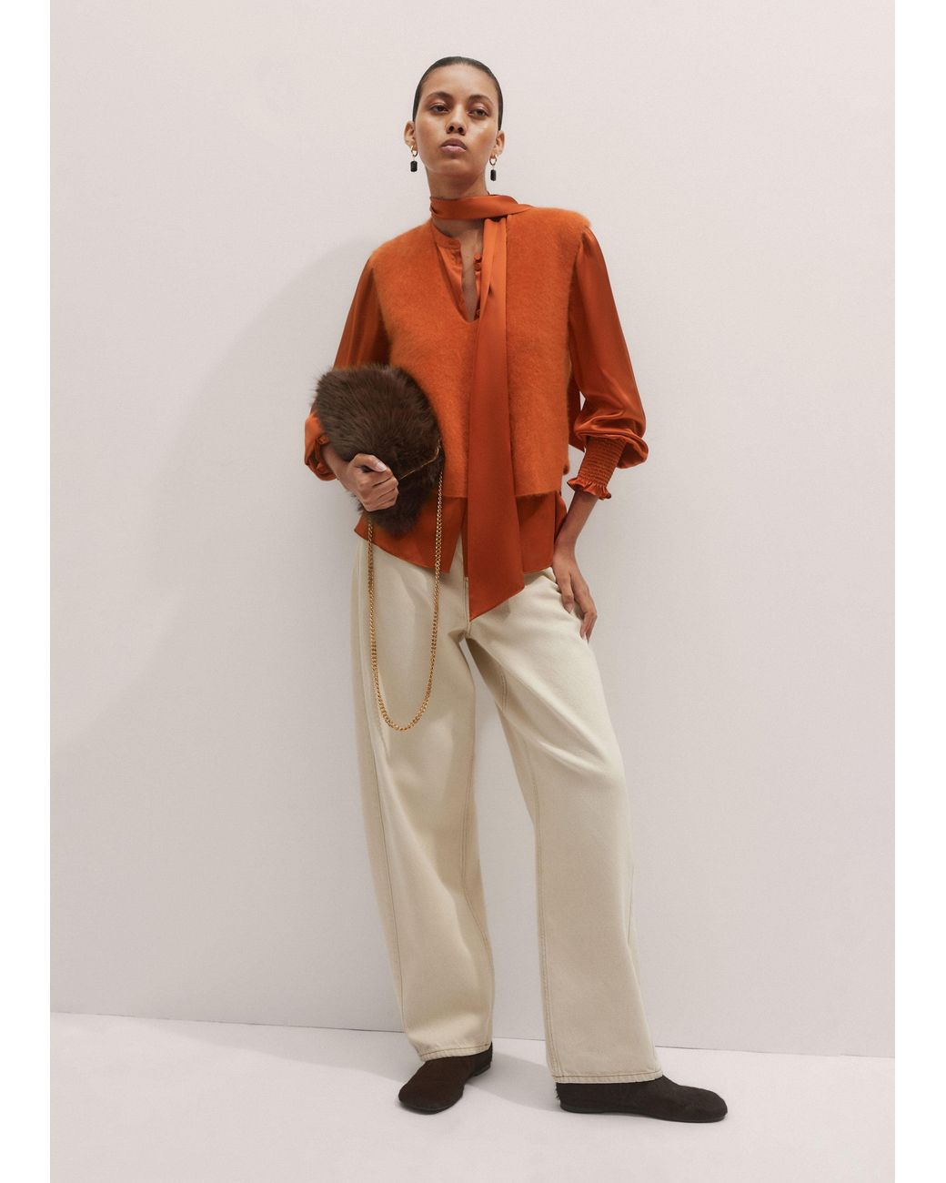 ME+EM Orange V-Neck Straight Vest