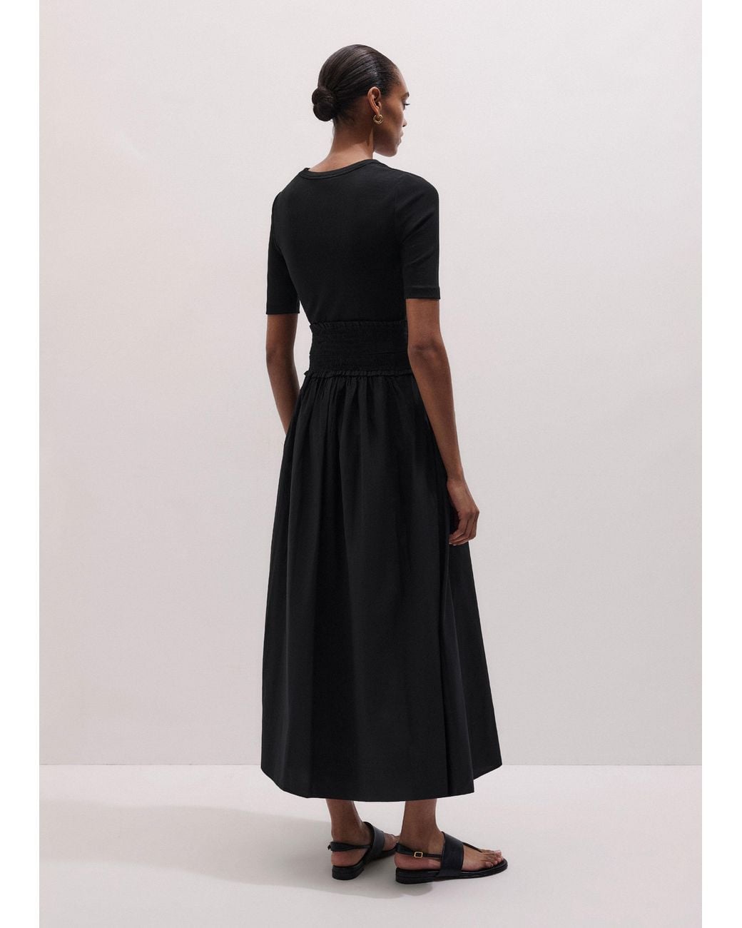 ME+EM Blue V-Neck Smocked Skirt Maxi Dress