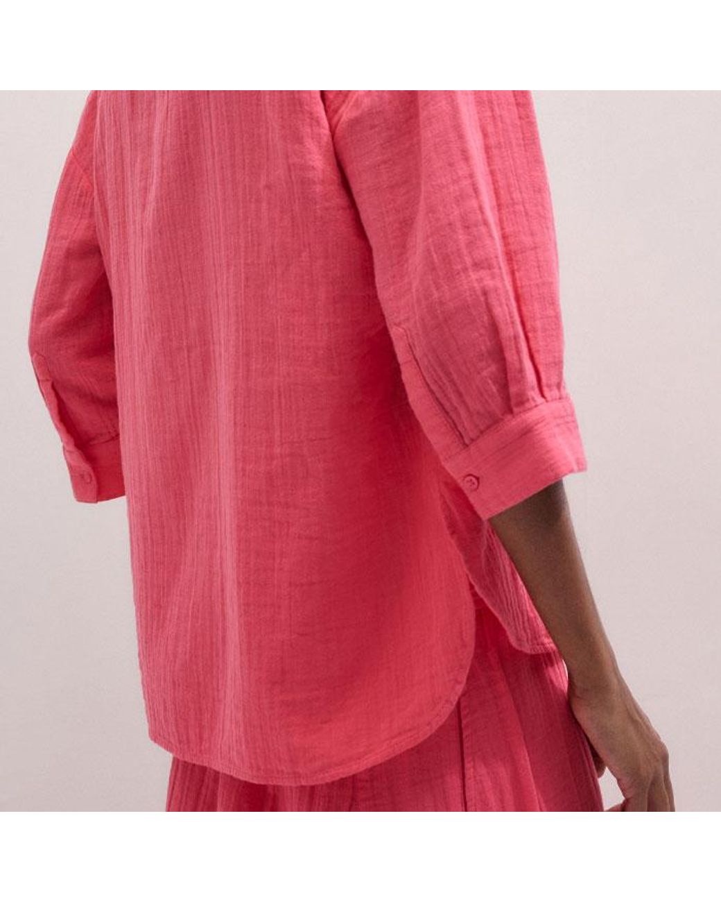 ME+EM Pink Cheesecloth Relaxed Shirt