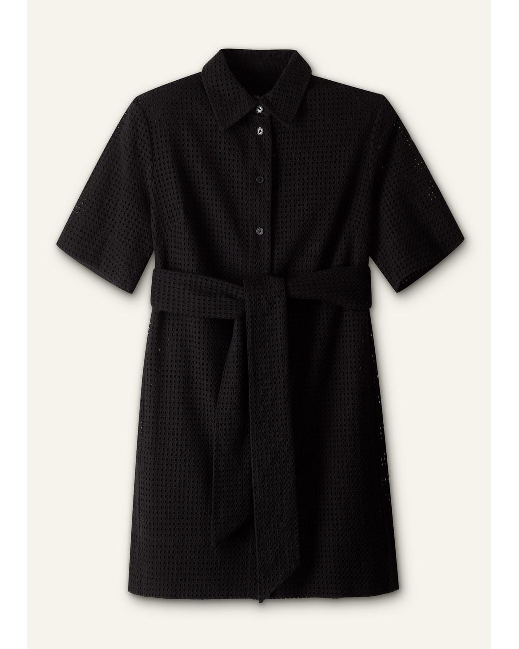 ME+EM Blue Broderie Anglaise Short Shirt Dress With Belt + Slip