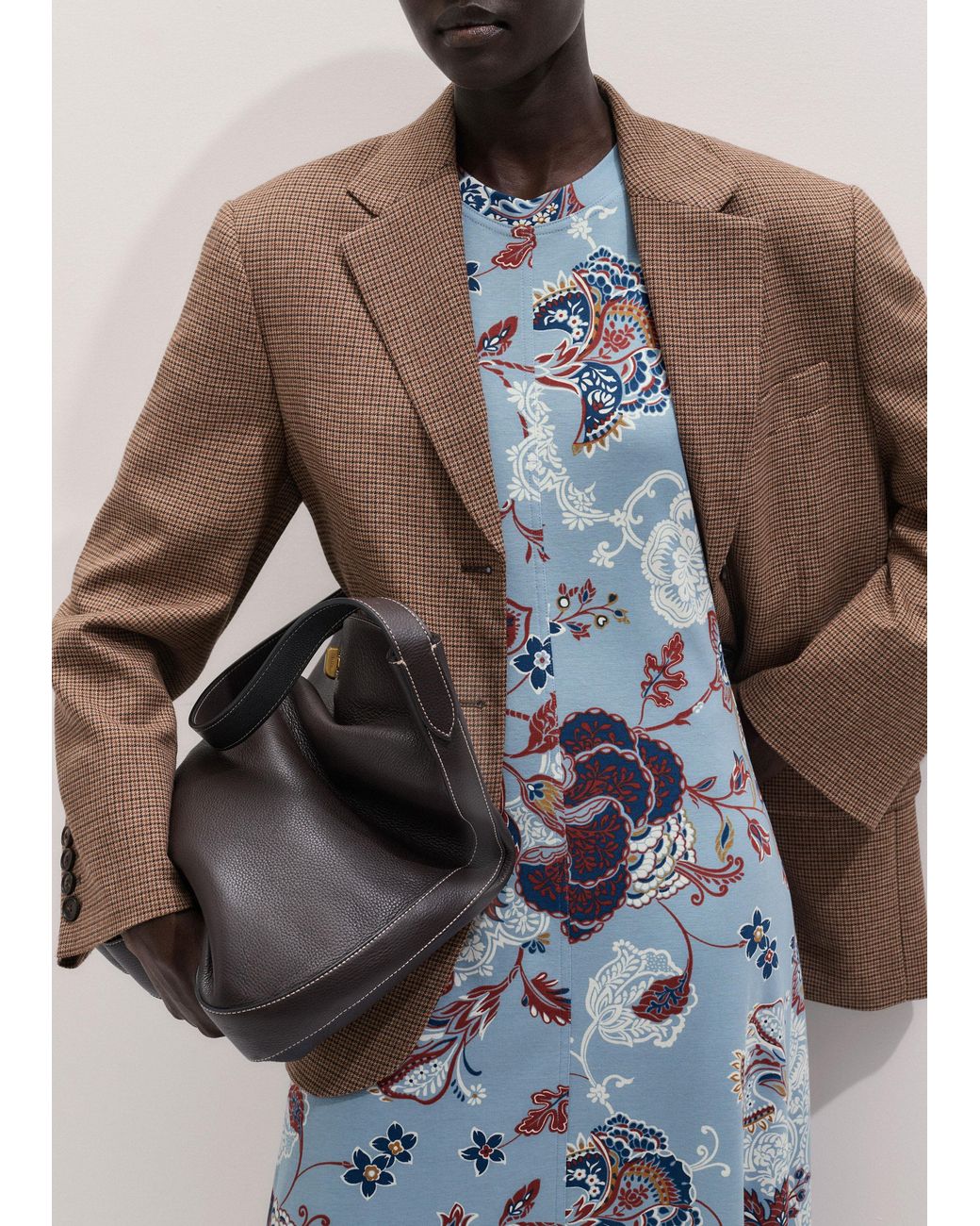 ME+EM Blue Grand Paisley Print Pouf Sleeve Maxi Dress