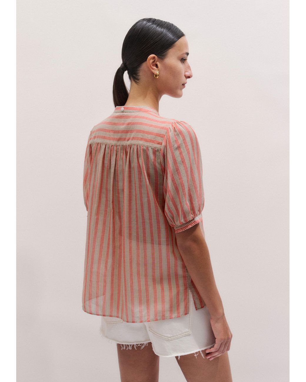 ME+EM Pink Stripe Blouse + Tie